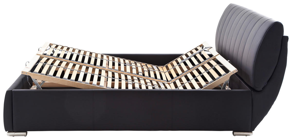 POLSTERBETT Lattenrost, Bettkasten Schwarz 180/200 cm  - Chromfarben/Schwarz, Design, Holz/Textil (180/200cm) - Livetastic