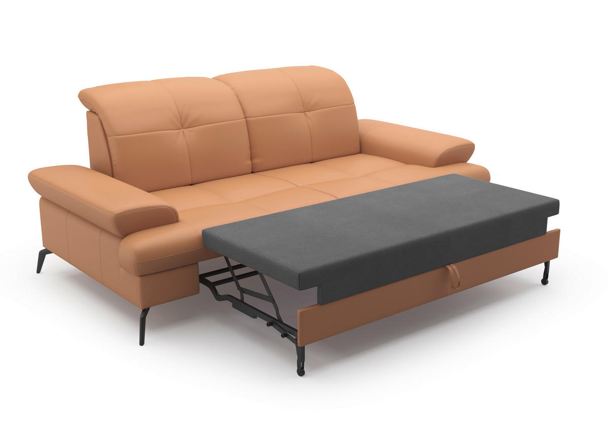 CANAPÉ 2.5 PLACES in Vliesstoff Kombination Echtleder/Stoff Cappuccino  - Schwarz/Cappuccino, Konventionell, Leder/Textil (202/90/122cm) - Sit & More