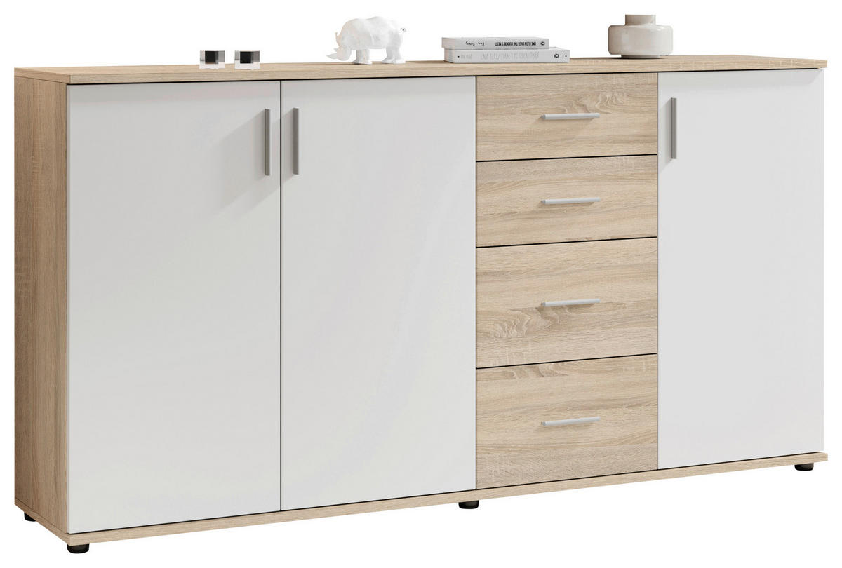KOMMODE Bobby  in 160/84/35 cm  - Silberfarben/Schwarz, KONVENTIONELL, Holzwerkstoff/Kunststoff (160/84/35cm) - Carryhome