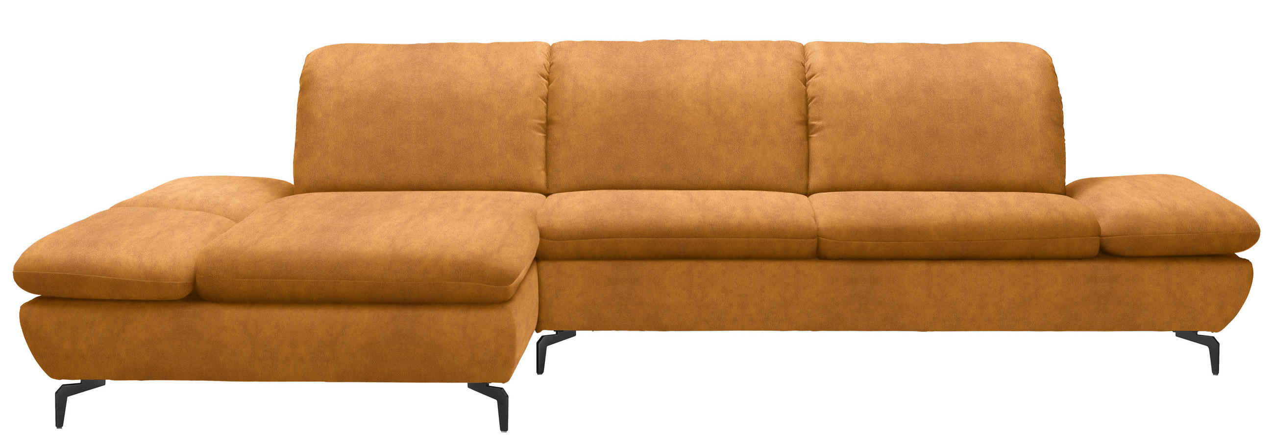 SEDEŽNA GARNITURA, gladka tkanina barve karija - črna/barve karija, Design, kovina/tekstil (200/315cm) - Chilliano