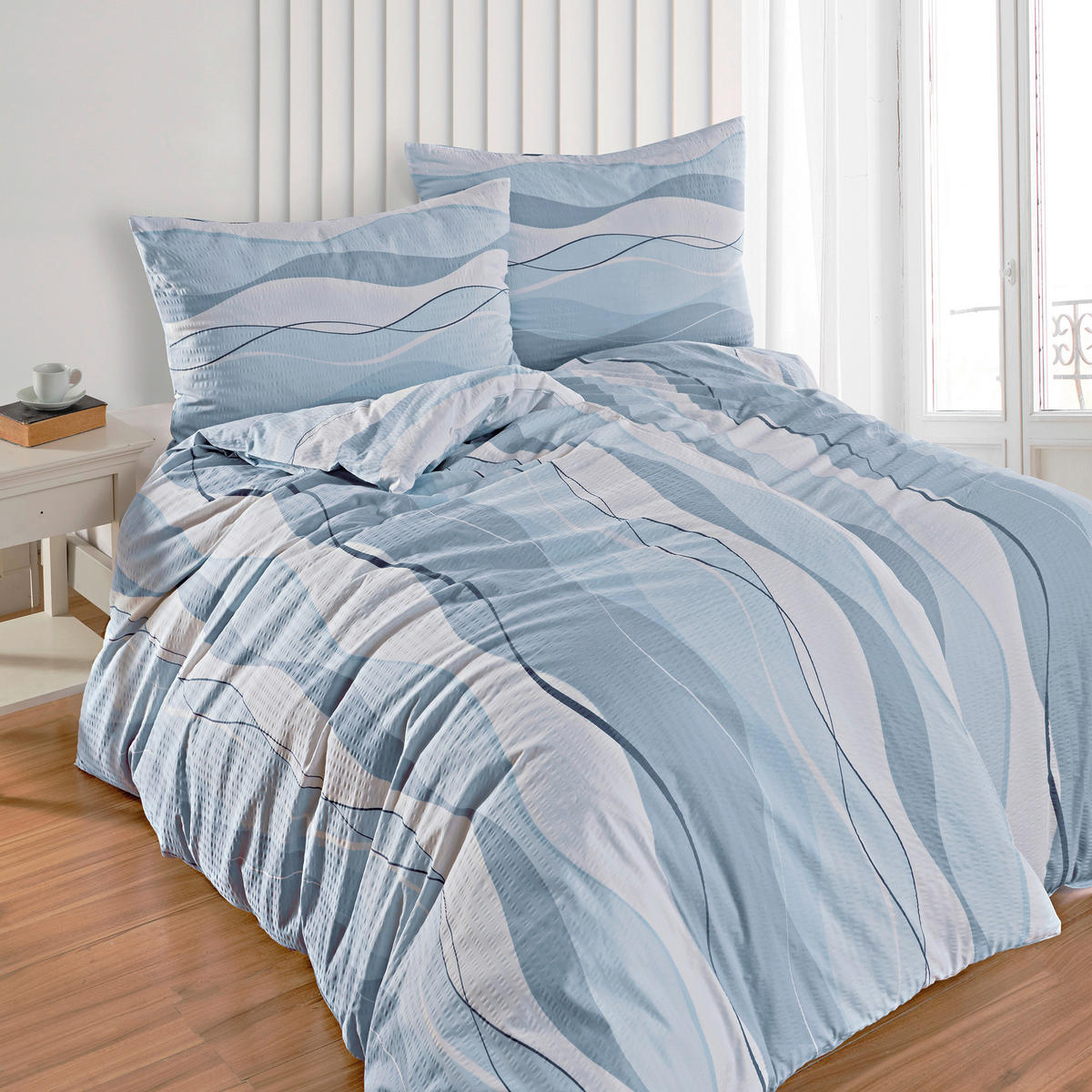 BETTWÄSCHE 2-teilig Seersucker 135/200 cm  - Blau, Design, Textil (135/200cm) - Florella