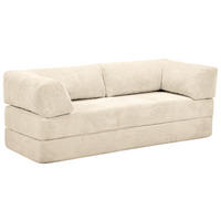SCHLAFSOFA Cord Creme  - Creme, KONVENTIONELL, Textil/Metall (200/77/80cm) - Carryhome