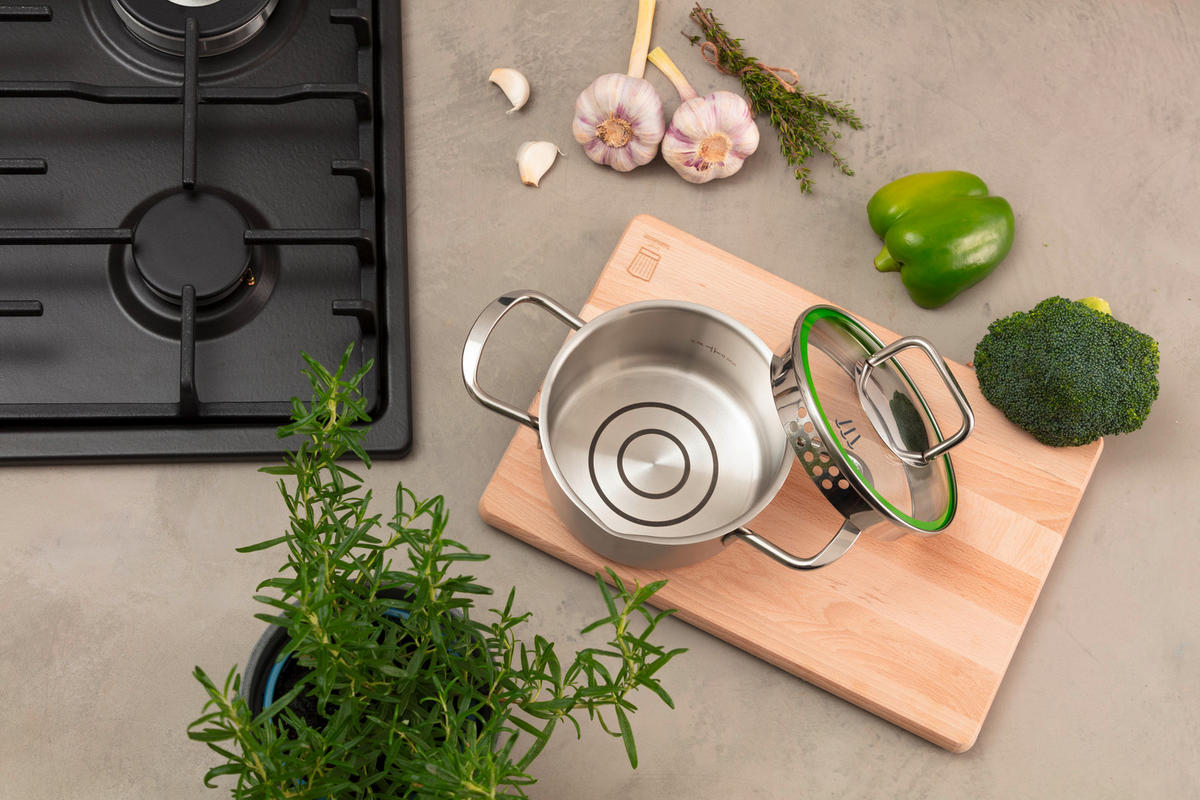 Oală Pentru Carne 0,5 L  - culoare inox, Design, sticlă/metal (14cm) - Chefkoch+Fackelmann