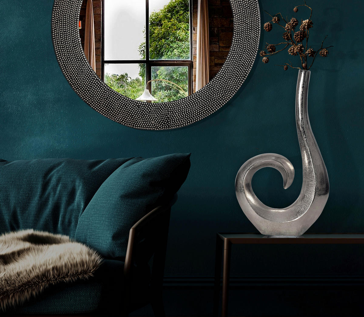 DEKOVASE  - Silberfarben, Design, Metall (26/47/8cm) - Livetastic