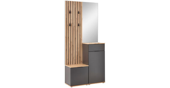 GARDEROBE 4-teilig  in 88/195/35 cm  - Anthrazit/Eiche Artisan, Design, Glas/Holzwerkstoff (88/195/35cm) - Xora