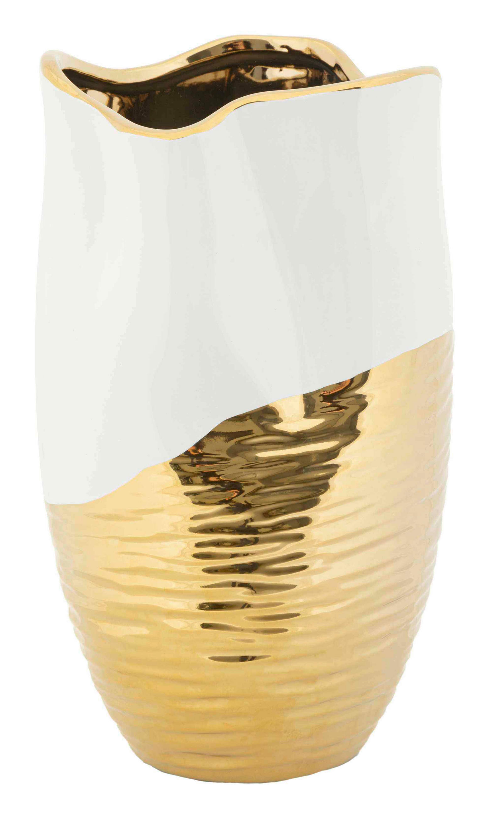Vase Lux  - Goldfarben/Weiß, Basics, Keramik (20/35/20 cm)
