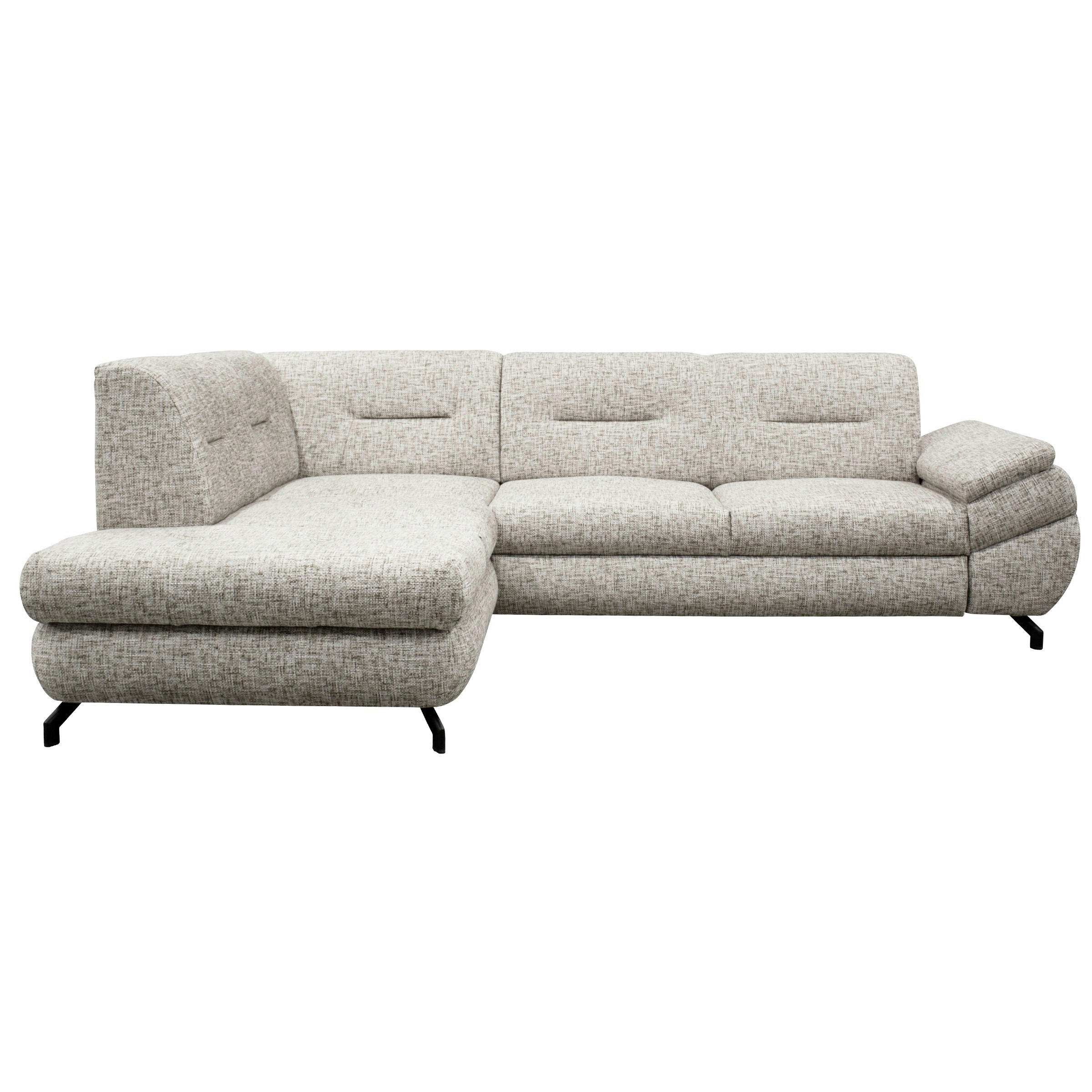 ECKSOFA Beige Struktur, Plüsch  - Beige/Schwarz, Design, Textil/Metall (201/274cm) - MID.YOU