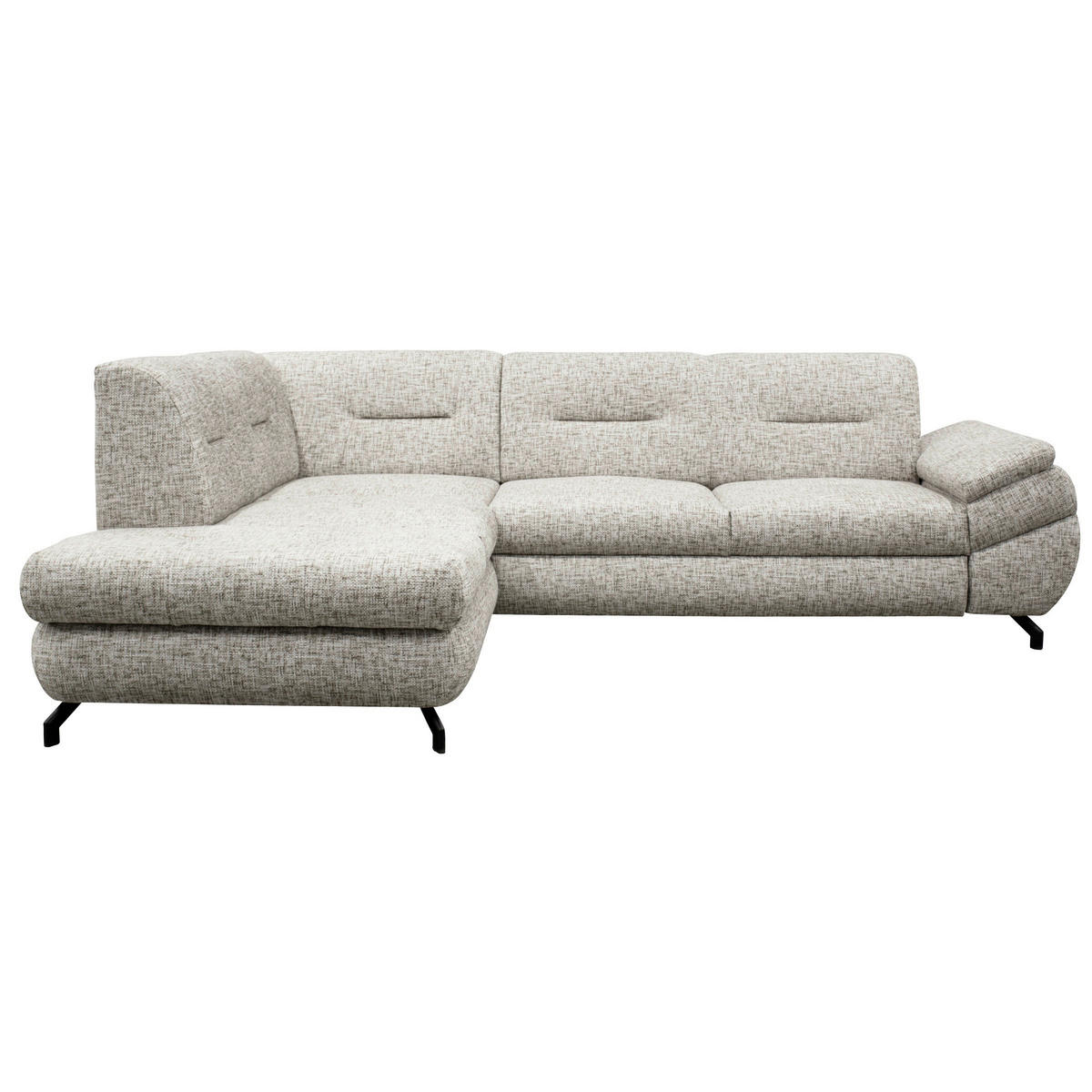 ECKSOFA Beige Struktur, Plüsch  - Beige/Schwarz, Design, Textil/Metall (201/274cm) - MID.YOU