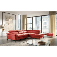 ECKSOFA SONO in Lederlook Echtleder Rot Armteilverstellung, Kopfteilverstellung  265/210 cm  - Rot/Schwarz, Design, Leder/Textil (265/210cm) - Livetastic