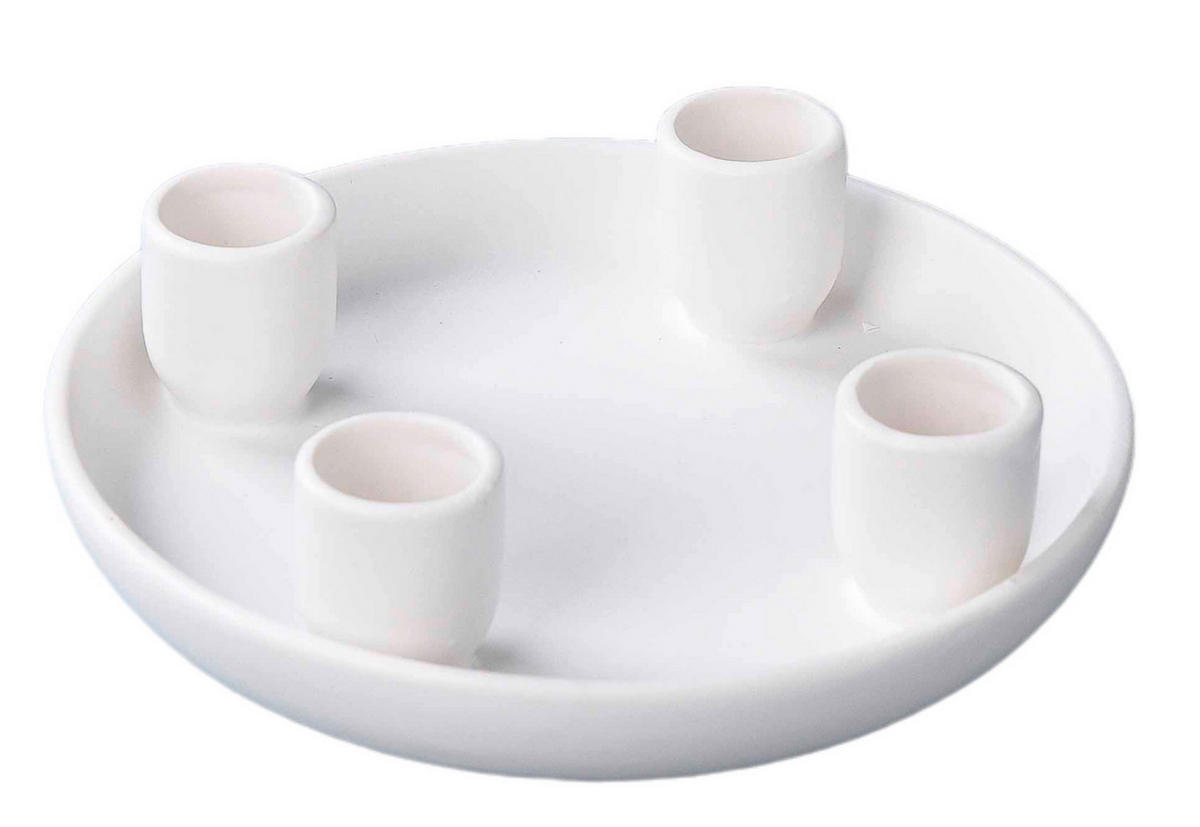 KERZENHALTER - Weiß, Basics, Keramik (16/4,3cm) - Ambia Home