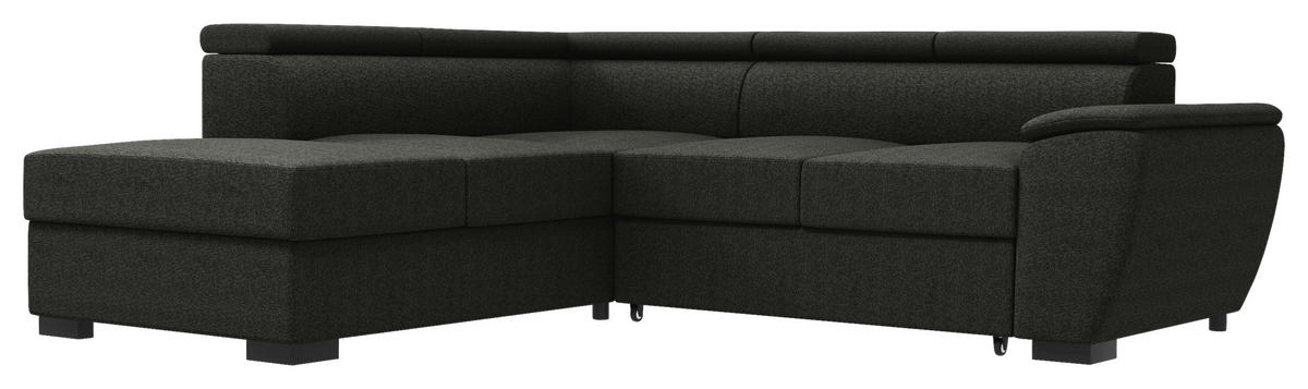ECKSOFA Anthrazit Flachgewebe  - Anthrazit/Schwarz, KONVENTIONELL, Kunststoff/Textil (220/266cm) - Carryhome