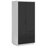 NYÍLÓAJTÓS SZEKRÉNY magasfényű fehér, fekete  - fekete/fehér, Modern, faalapú anyag/fém (94/200,5/56,5cm) - MID.YOU