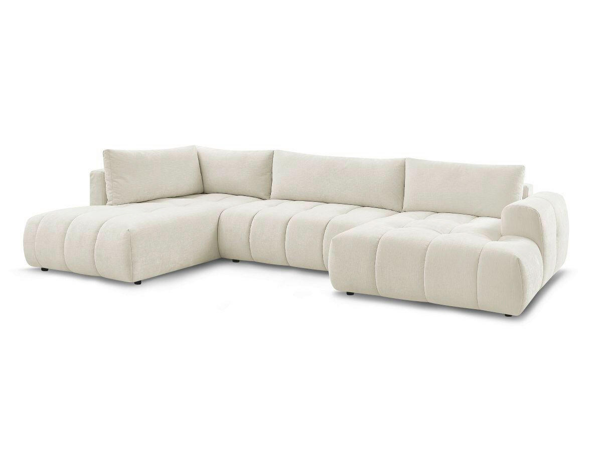 WOHNLANDSCHAFT  FUJI  Beige Leinenoptik  - Beige/Schwarz, MODERN, Kunststoff/Textil (204/377/160cm)