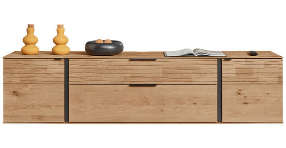 LOWBOARD  211/52/44 cm 1 Schublade(n) stehend, hängend  - Eichefarben/Anthrazit, Natur, Holz/Metall (211/52/44cm) - Valnatura