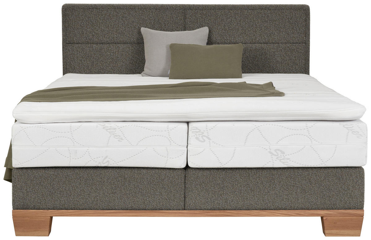 BOXSPRINGBETT 200/200 cm  in Eichefarben, Greige  - Greige/Eichefarben, Natur, Holz/Textil (200/200cm) - Valnatura