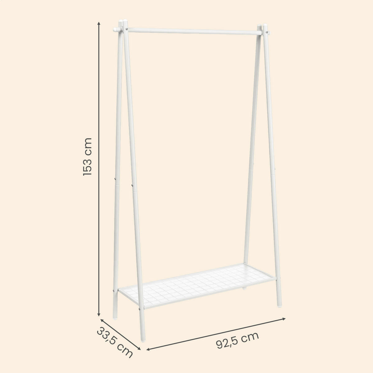 KLEIDERSTÄNDER in Weiß 92,5/153/33,5 cm   - Weiß, Trend, Metall (92,5/153/33,5cm) - Boxxx