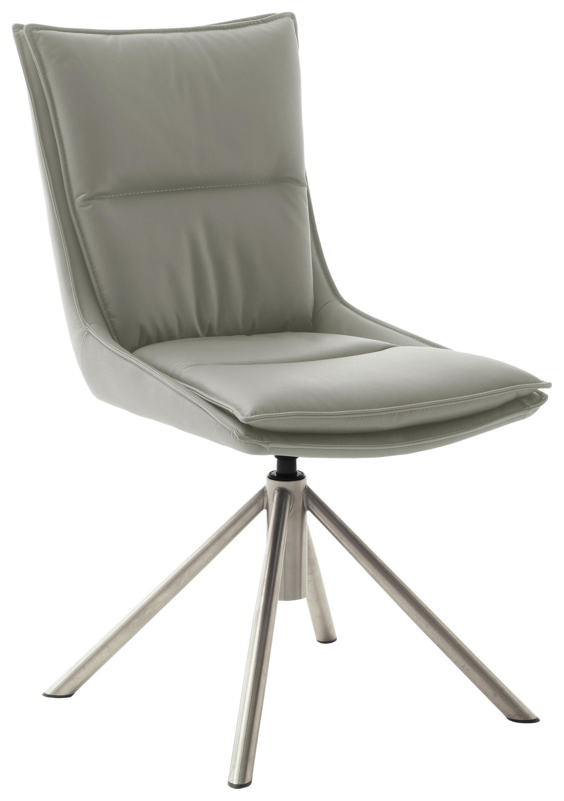 STUHL  Beinauswahl, Stoffauswahl, Sitzfläche 360° drehbar, automatische Rückholfunktion beschichtet  Edelstahlfarben, Hellgrau  - Edelstahlfarben/Hellgrau, Design, Textil/Metall (49/90/65cm) - Novel