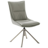 STUHL  Beinauswahl, Stoffauswahl, Sitzfläche 360° drehbar, automatische Rückholfunktion beschichtet  Edelstahlfarben, Hellgrau  - Edelstahlfarben/Hellgrau, Design, Textil/Metall (49/90/65cm) - Novel