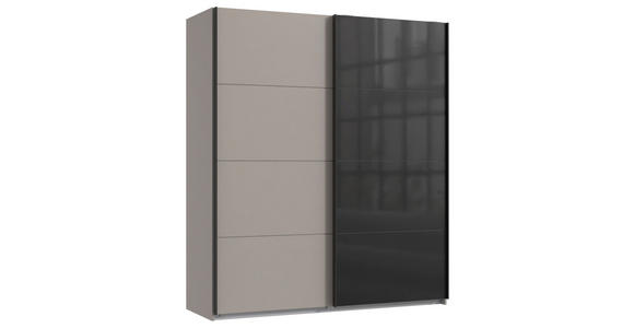 SCHWEBETÜRENSCHRANK  in Graphitfarben, Schwarz, Sahara  - Schwarz/Graphitfarben, Design, Glas/Holzwerkstoff (180/208/65cm) - Carryhome