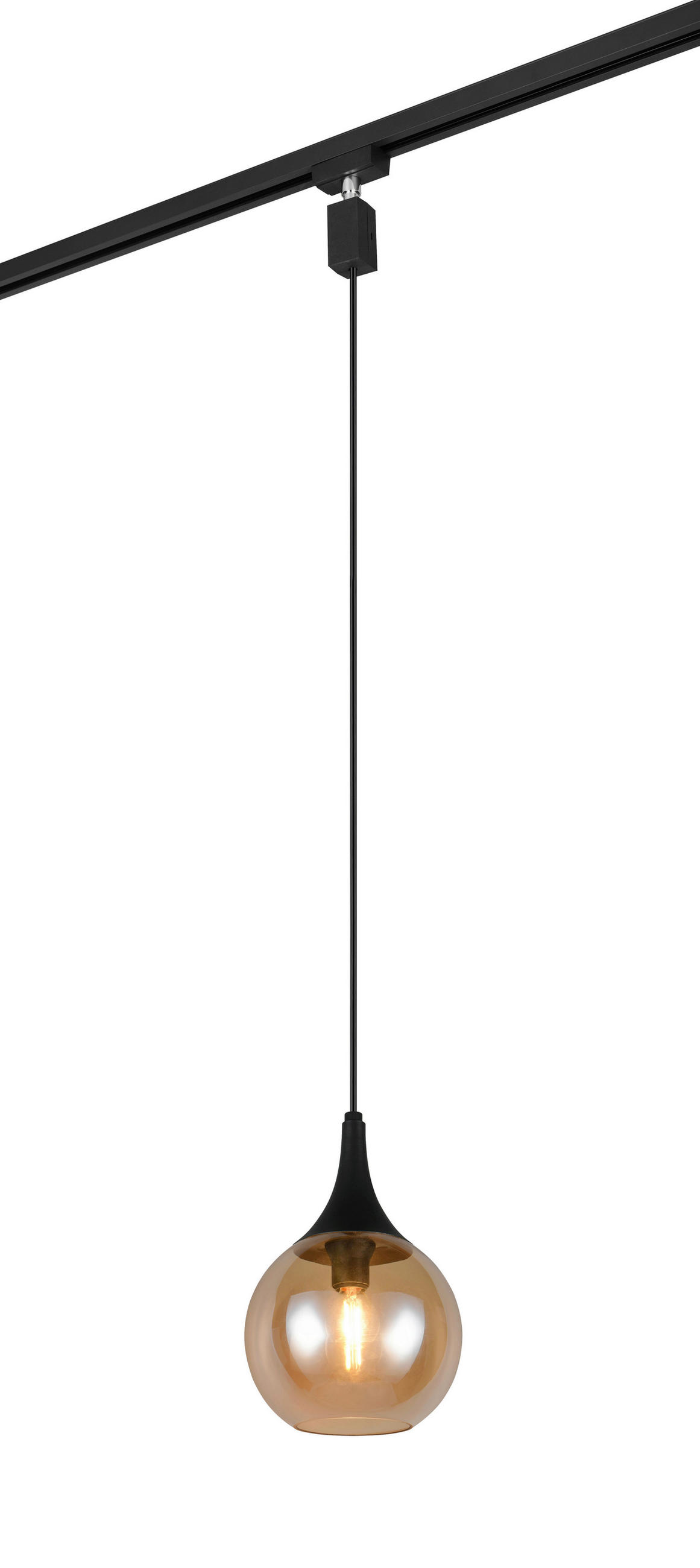 SCHIENENSYSTEM-HÄNGELEUCHTE - Bernsteinfarben/Schwarz, Konventionell, Glas/Metall (18/180cm) - Trio Leuchten