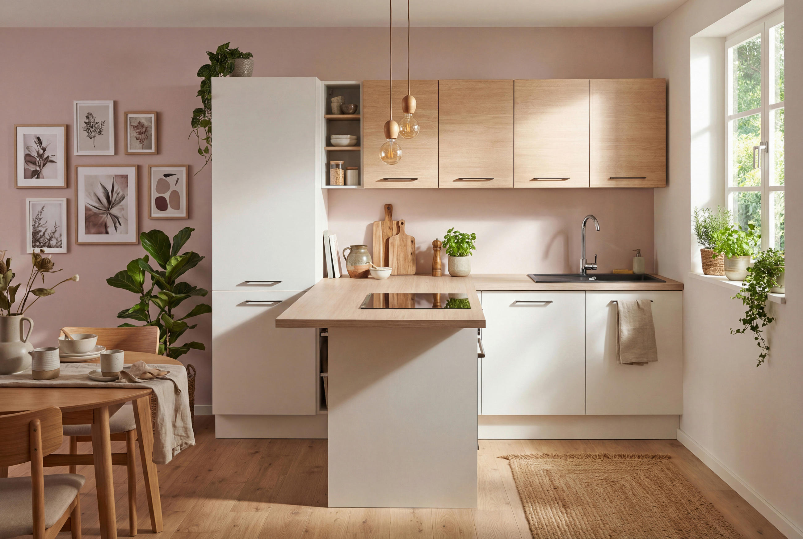 ECKKÜCHE Girona 265/200 cm  in Weiß, Eichefarben  - Eichefarben/Beige, Basics, Holzwerkstoff/Metall (265/200cm) - P & B