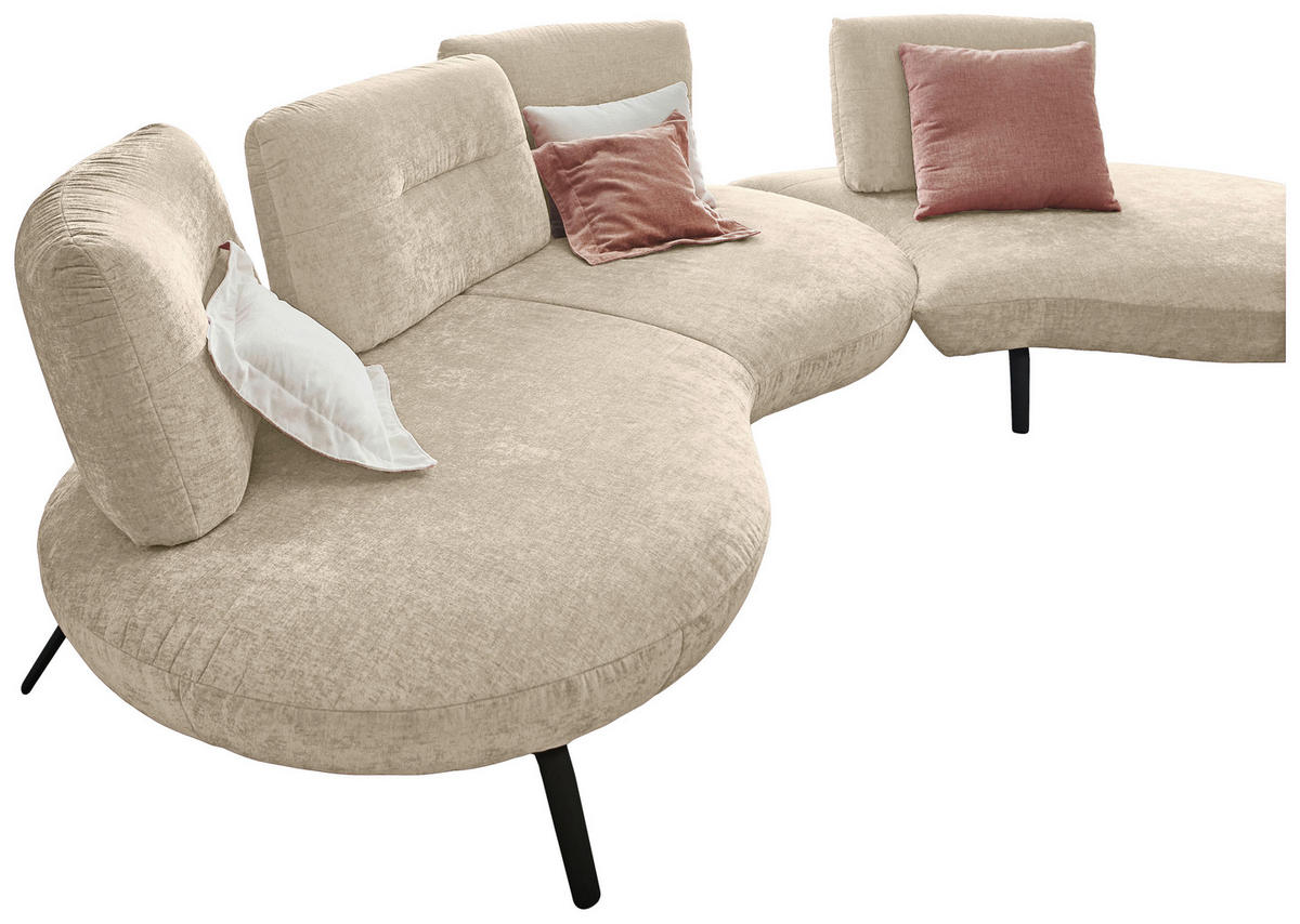 BIGSOFA Flachgewebe Creme  - Creme/Schwarz, Design, Textil/Metall (456/93/138cm) - Moderano