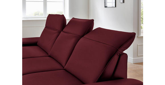 ECKSOFA in Echtleder Weinrot  - Weinrot/Schwarz, Design, Leder/Metall (193/328cm) - Dieter Knoll