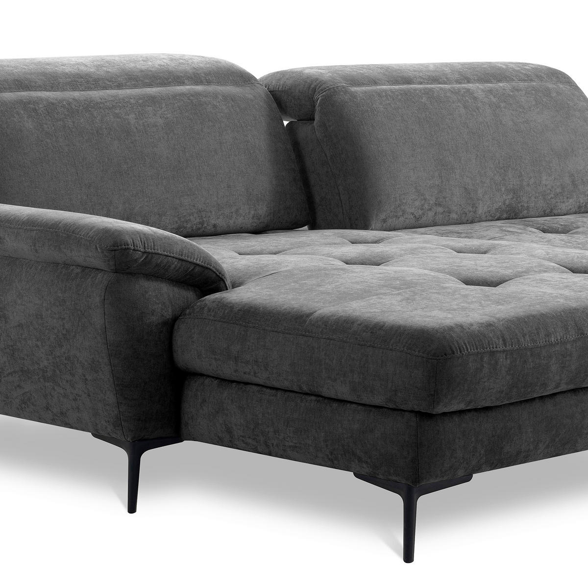 ECKSOFA  Webstoff Schwarz  - Schwarz, Design, Textil/Metall (195/268cm) - Livetastic