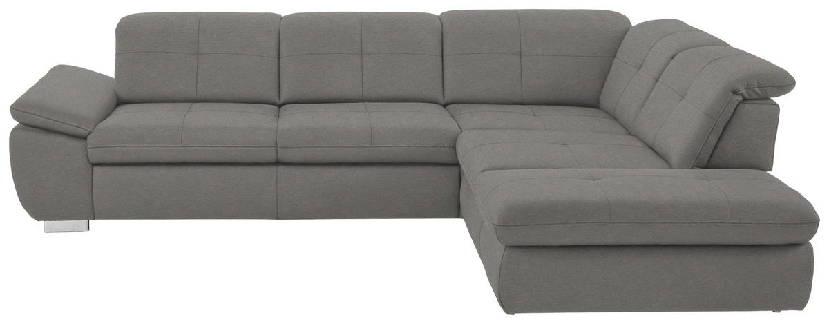 ECKSOFA in Mikrofaser Hellgrau  318/260 cm  - Silberfarben/Hellgrau, Design, Textil/Metall (318/260cm) - Beldomo Speed