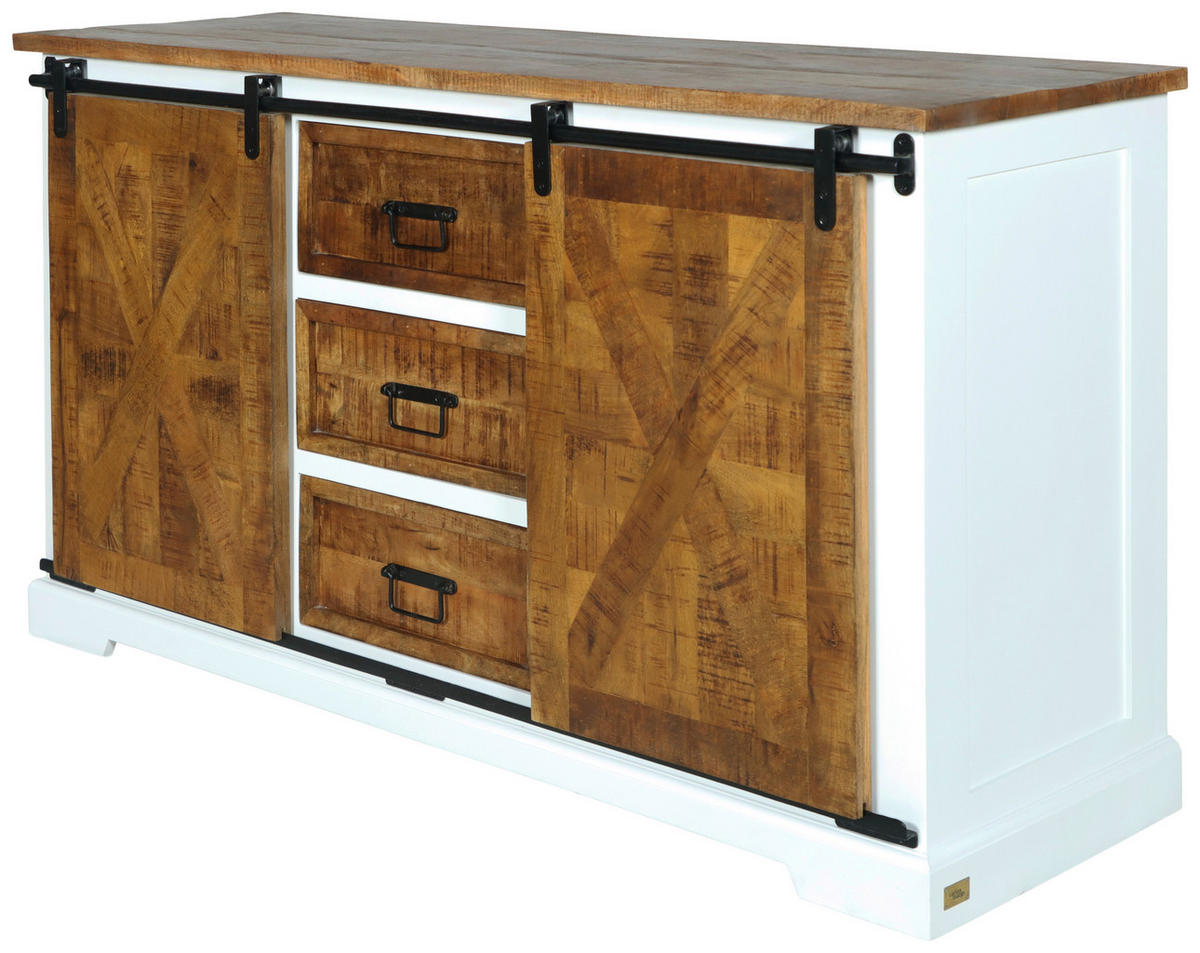 KOMODA   150/85/45 cm   prirodne boje, crna, bijela  - bijela/prirodne boje, Lifestyle, drvni materijal/metal (150/85/45cm) - MID.YOU