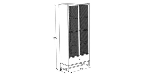 VITRINE  in Schwarz, Sonoma Eiche - Eichefarben/Schwarz, MODERN, Holzwerkstoff/Metall (80/190/41cm) - Novel