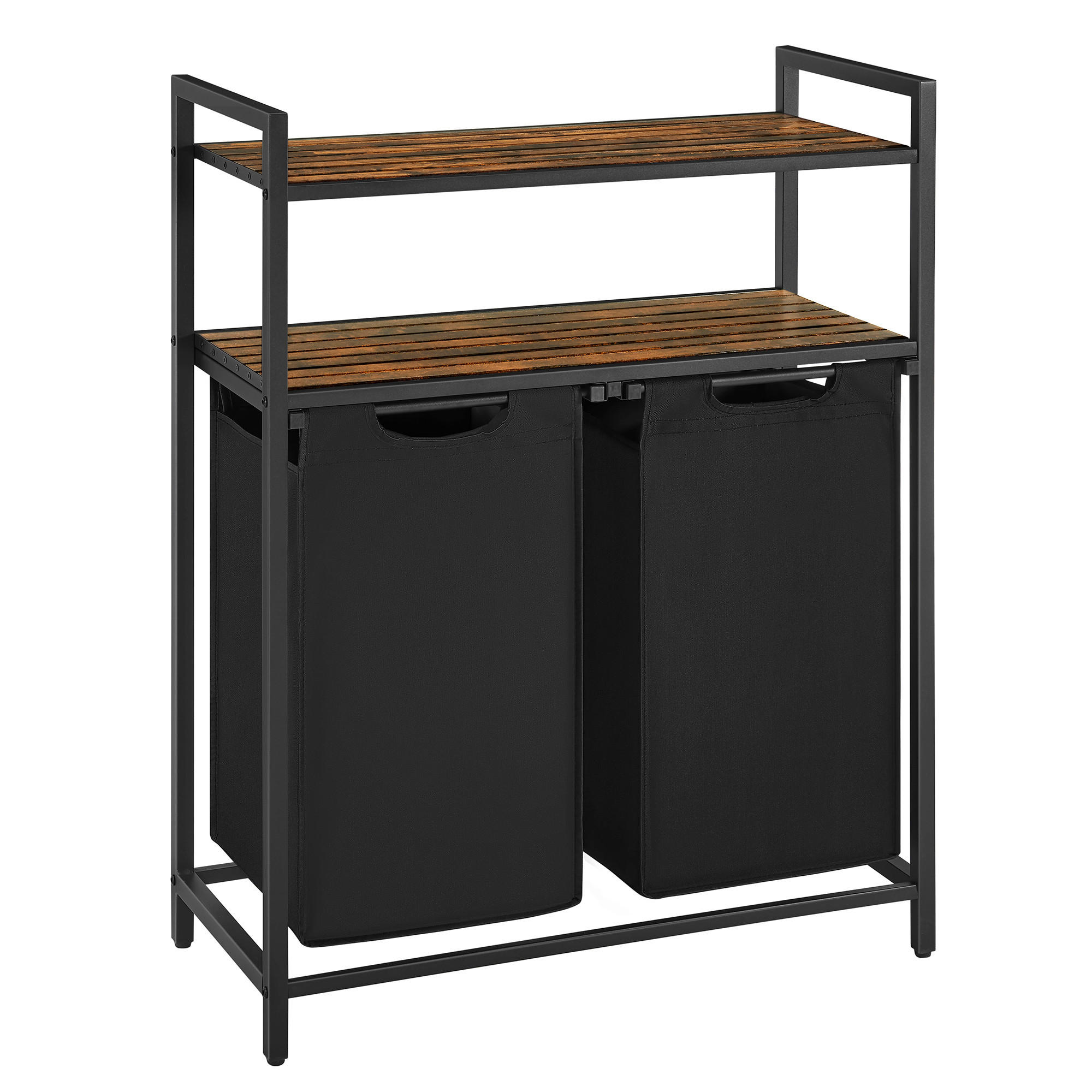 WÄSCHEKORB - Schwarz/Braun, Trend, Holzwerkstoff/Textil (73/92/33cm) - MID.YOU