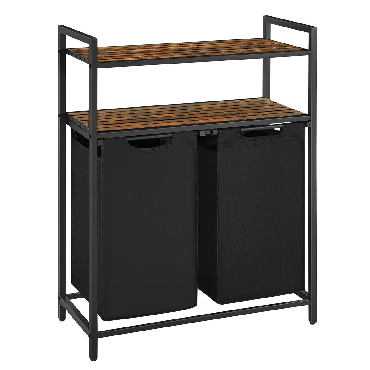 KOŠ NA PRÁDLO, hnědá, černá - černá/hnědá, Trend, kov/kompozitní dřevo (73/92/33cm) - MID.YOU