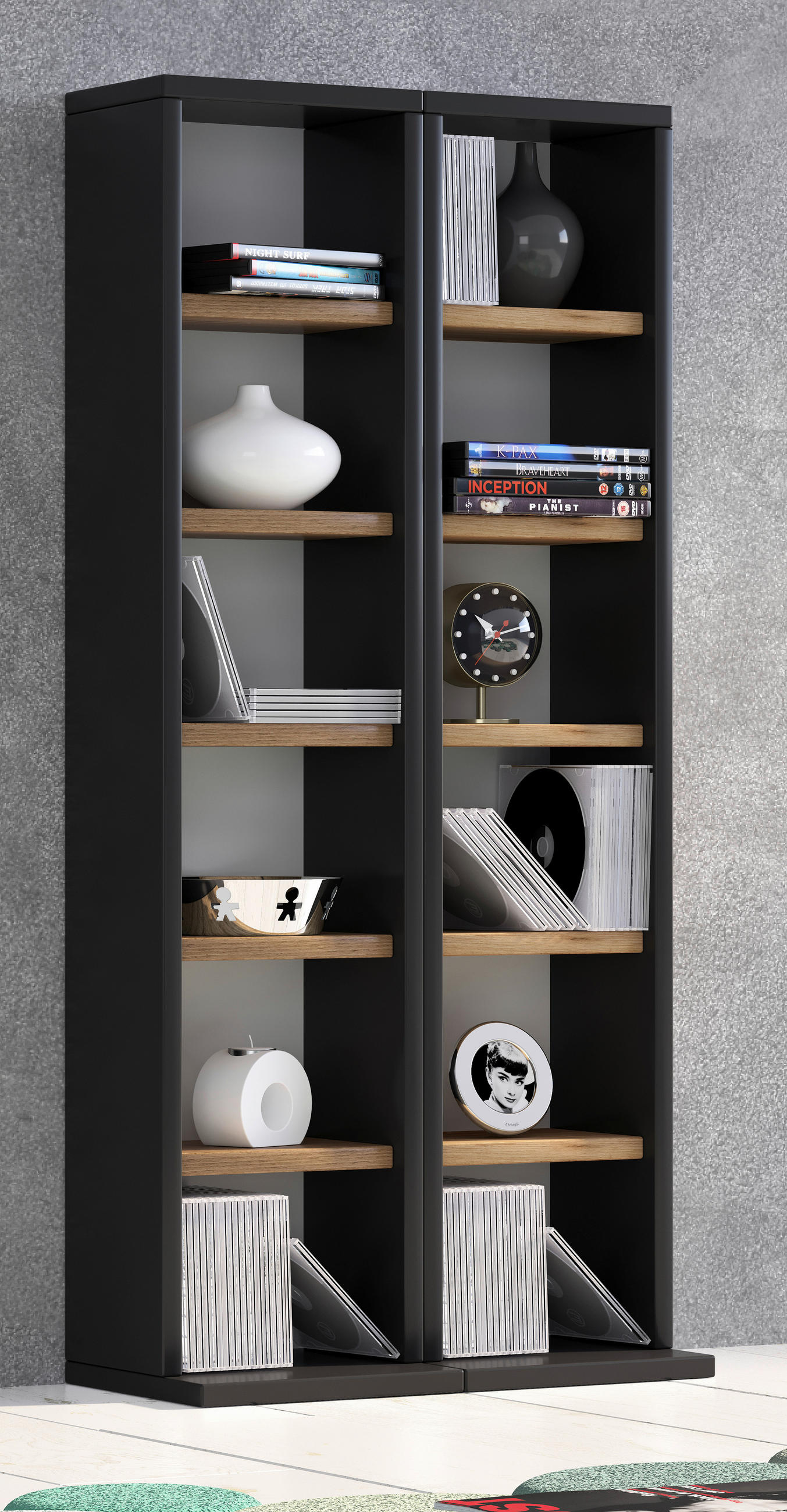 CD-REGAL Anthrazit, Honigeiche  - Honigeiche/Anthrazit, Design, Holzwerkstoff (42/91,8/20cm) - MID.YOU