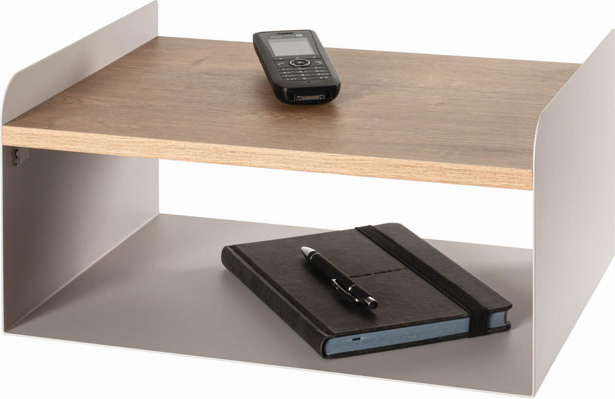 WANDBOARD Metall, Holzwerkstoff Eichefarben, Kaschmir  - Kaschmir/Eichefarben, MODERN, Holzwerkstoff/Metall (40/20/30cm)