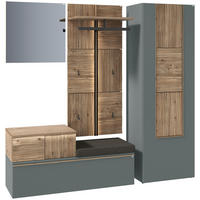 GARDEROBE 4-teilig  in 208/194/42,9 cm  - Wildeiche/Graugrün, Design, Glas/Holz (208/194/42,9cm) - Voglauer