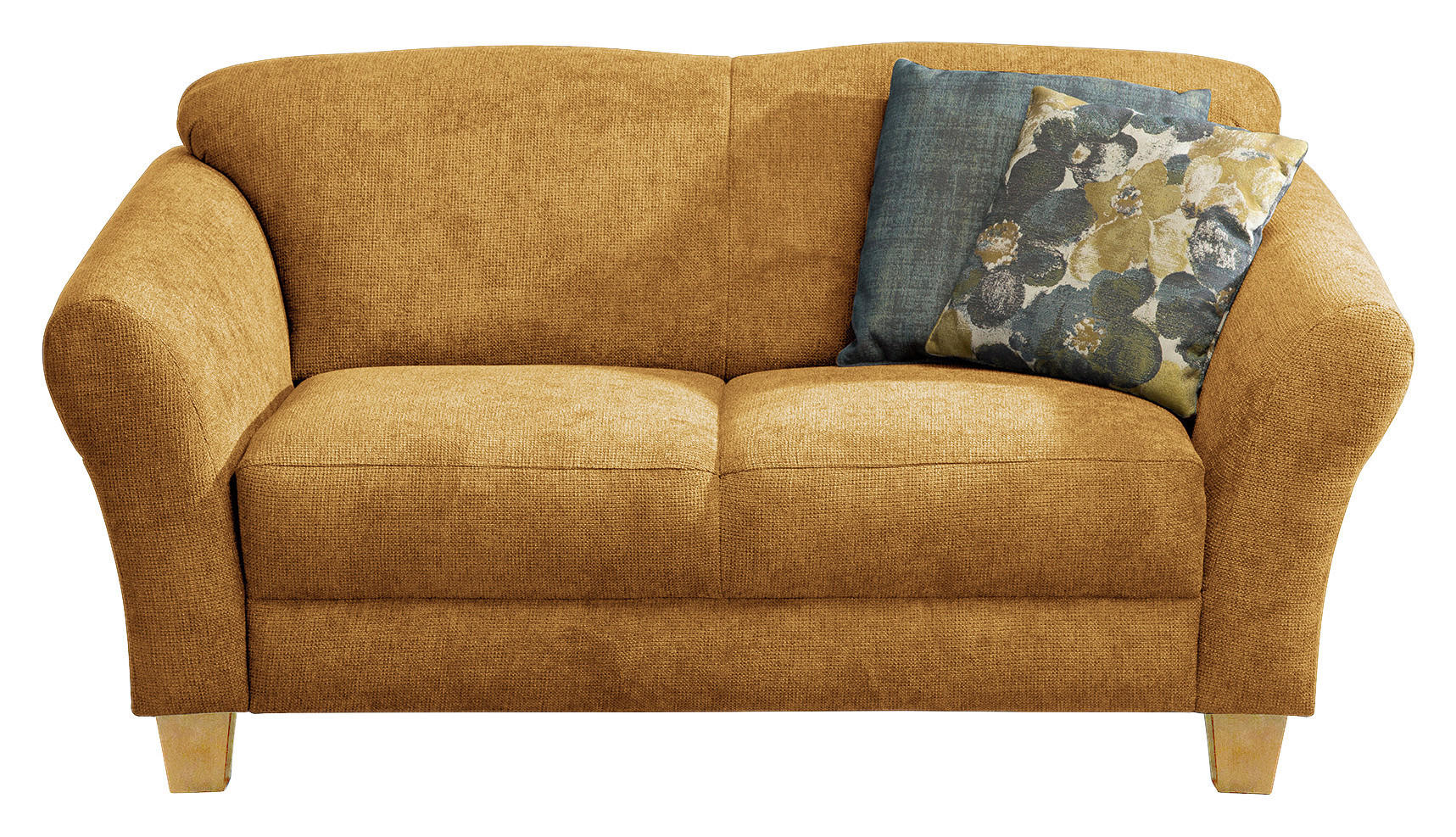 2-SITZER-SOFA in Flachgewebe Senfgelb - Senfgelb/Naturfarben, Konventionell, Holz/Textil (163/84/89cm) - Sit & More