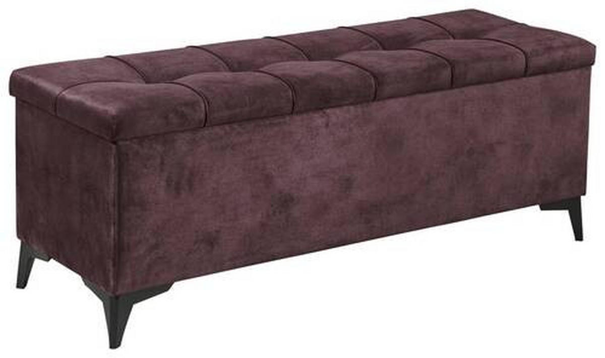 BETTBANK Mikrovelours Aubergine  - Aubergine/Schwarz, KONVENTIONELL, Kunststoff/Textil (139/58/50cm) - Modante