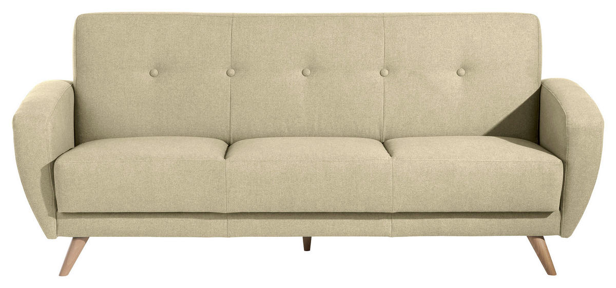 3-SITZER-SOFA  in Samt, Velours Beige  - Beige/Naturfarben, Design, Holz/Textil (208/85/82cm) - Max Winzer