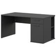 JUGENDSCHREIBTISCH 150/70/72 cm Stauraum, Regal  - Anthrazit/Graphitfarben, Design, Holzwerkstoff/Metall (150/70/72cm) - Cantus