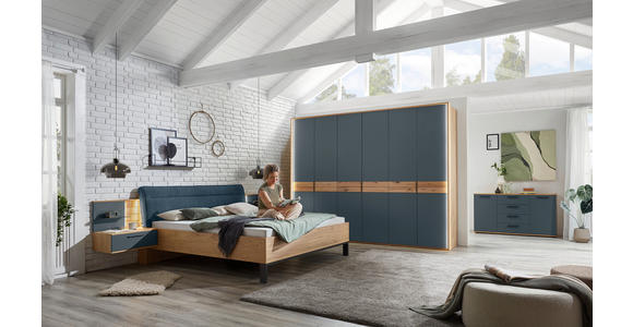 BETTANLAGE 180/200 cm  in Blau, Eichefarben  - Blau/Eichefarben, Design, Holz/Holzwerkstoff (180/200cm) - Dieter Knoll