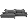 ECKSOFA in Webstoff Graubraun  - Graubraun/Schwarz, MODERN, Textil/Metall (173/297cm) - Carryhome