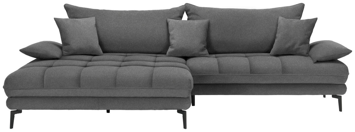 ECKSOFA in Webstoff Graubraun  176/292 cm  - Graubraun/Schwarz, MODERN, Textil/Metall (176/292cm) - Carryhome