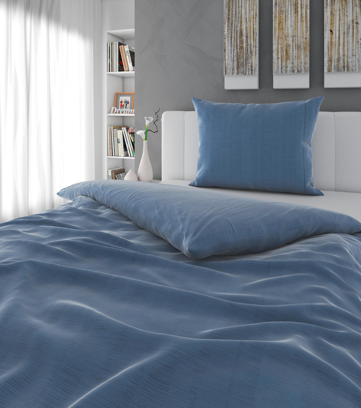 BETTWÄSCHE Mavie Satin 140/200 cm  - Blau, KONVENTIONELL, Textil (140/200cm) - Esposa