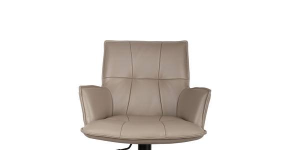 BARHOCKER in Metall, Leder Schwarz, Taupe  - Taupe/Schwarz, Design, Leder/Metall (56/90-115/56cm) - Novel