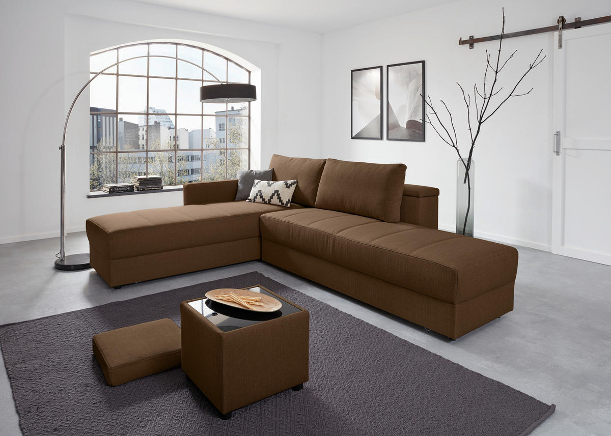 ECKSOFA LOOKS III Dunkelbraun Webstoff  - Dunkelbraun/Schwarz, Design, Kunststoff/Textil (287/229cm) - LOOKS by W.Joop