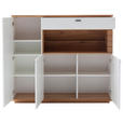 HIGHBOARD Weiß, Wildeiche  150/133/37 cm  - Wildeiche/Anthrazit, Design, Glas/Holz (150/133/37cm) - Novel