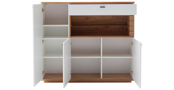 HIGHBOARD Weiß, Wildeiche 150/133/37 cm - Wildeiche/Anthrazit, Design, Glas/Holz (150/133/37cm) - Novel