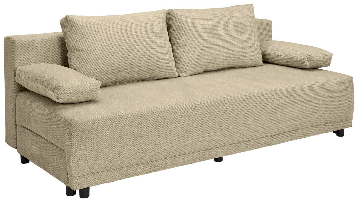 SCHLAFSOFA  mit Stoffauswahl, Liegefunktion, Schlafen auf Sitzhöhe, Rücken echt Chenille Beige  - Beige/Schwarz, KONVENTIONELL, Kunststoff/Textil (201/72/98cm) - Carryhome