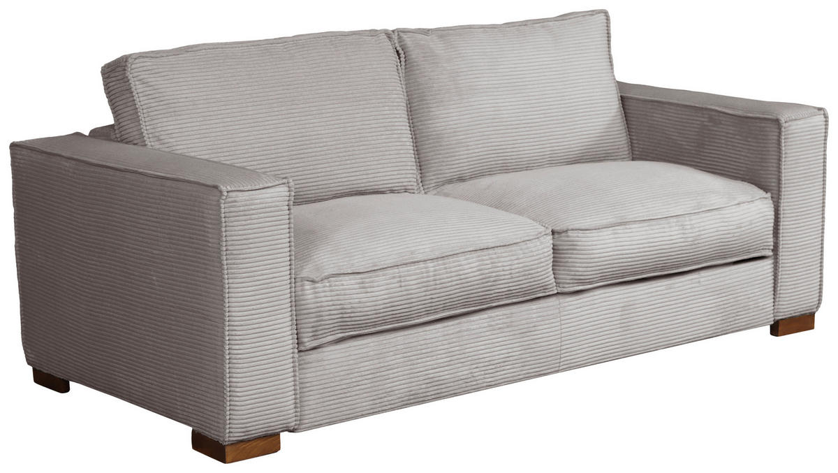 SCHLAFSOFA Cord Hellgrau  - Dunkelbraun/Hellgrau, Design, Holz/Textil (203/85/99cm) - MID.YOU